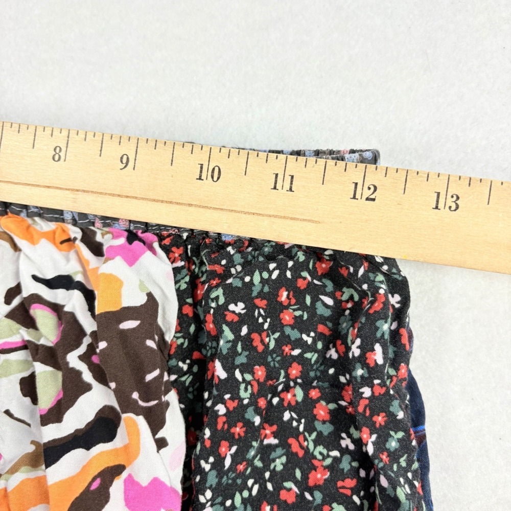 Boho Hippie Pants Womens XS/S Wide Leg Ankle Cargo Pocket Harem India Patchwork - Picture 9 of 12